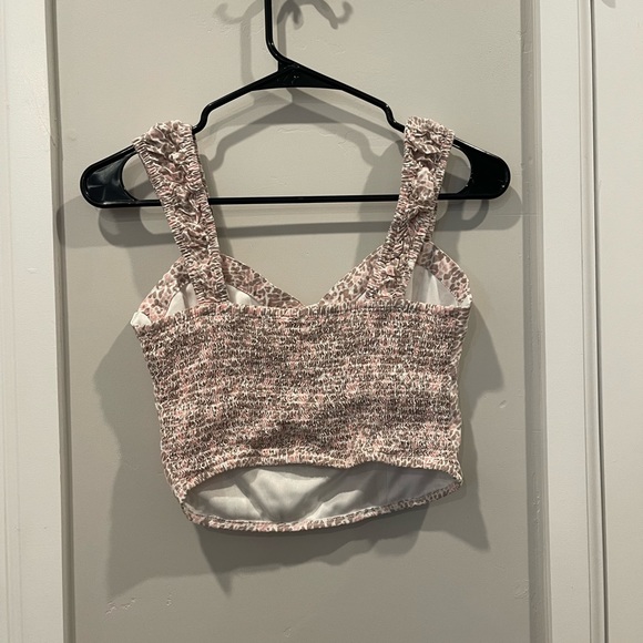 JAPNA Crop Tank Top pink and tan leopard print size small - Picture 2 of 3